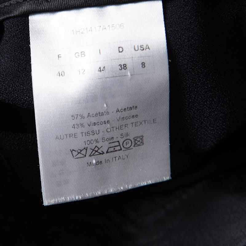 Dior Black Crepe Silk Trim High Waist Fold Over Pants M 1