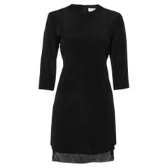 Dior Black Crepe & Tulle Trimmed Round Neck Dress M