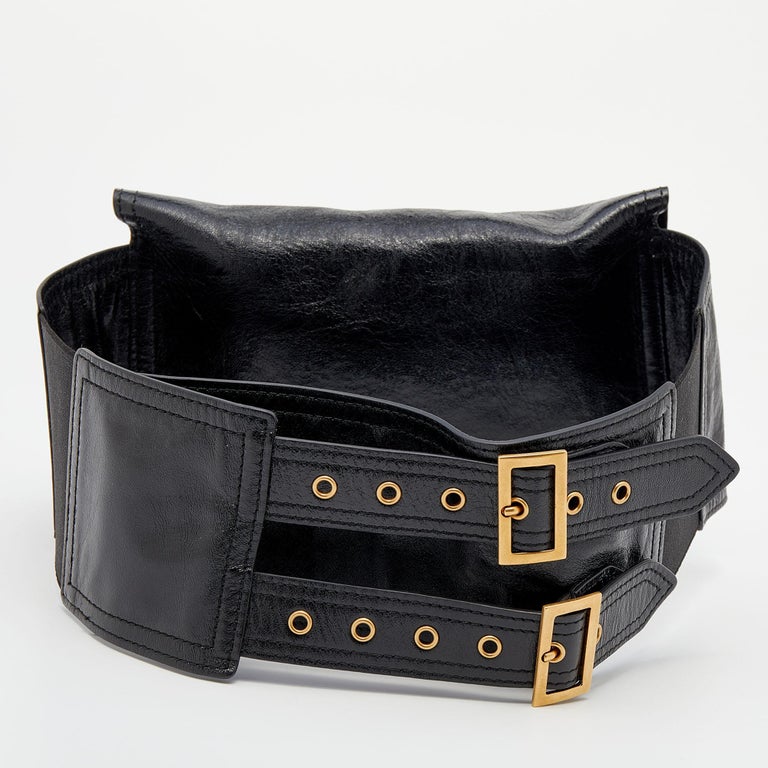 Dior Black Crinkled Leather Saddle Waist Belt Bag at 1stDibs
