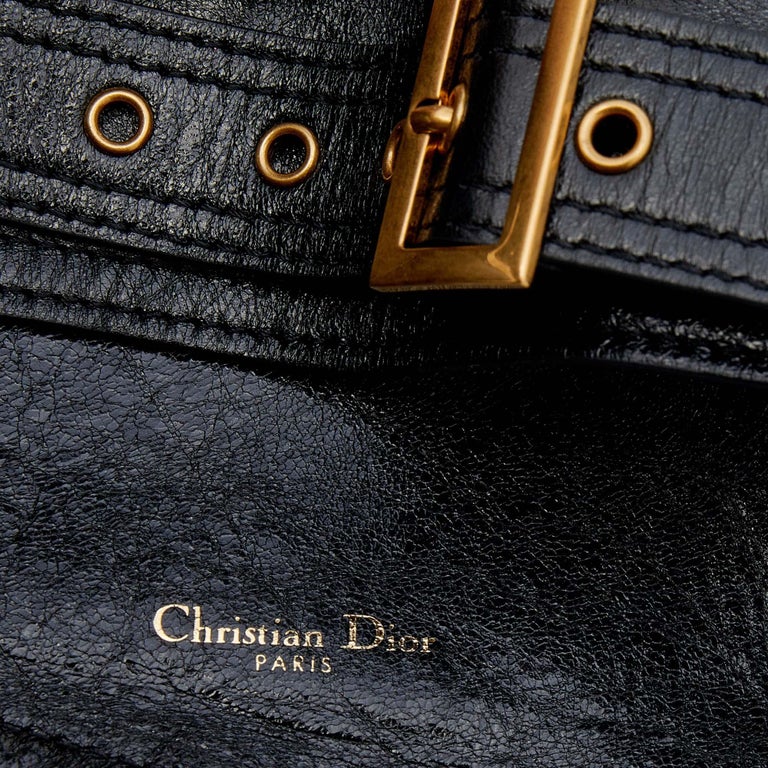 Dior Black Crinkled Leather Saddle Waist Belt Bag at 1stDibs