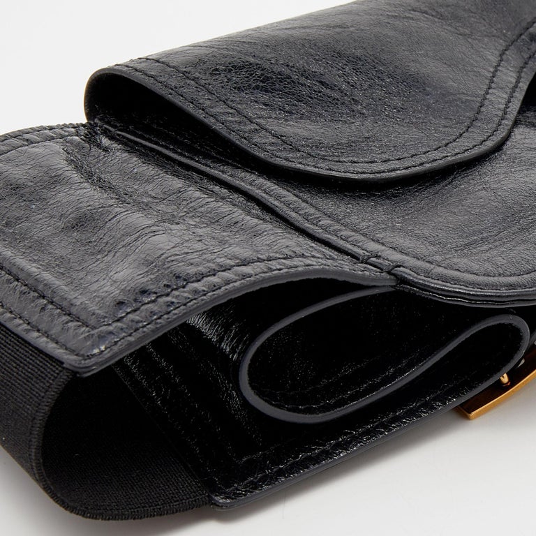 Dior Black Crinkled Leather Saddle Waist Belt Bag at 1stDibs