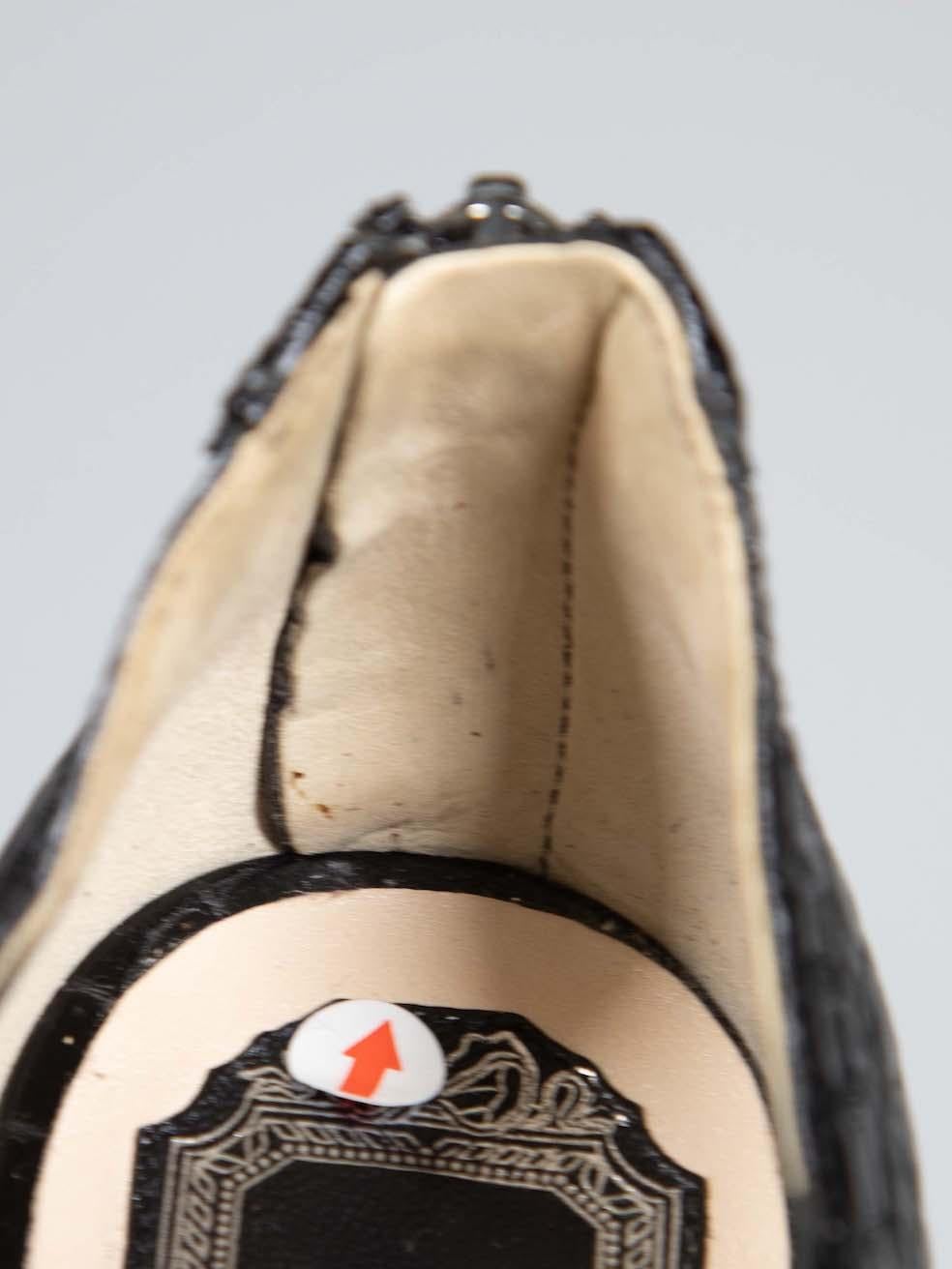 Dior Black Croc Embossed Leather Mesh Panel Heels Size IT 38 en vente 1