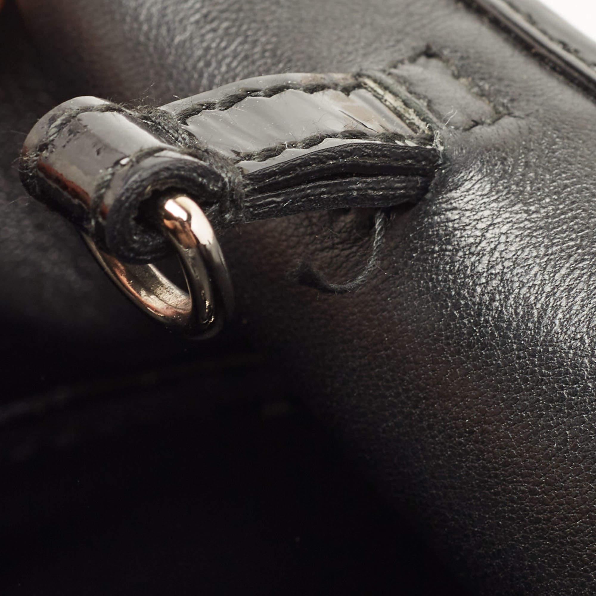 Dior Black Croc Embossed Patent Leather 61 Hobo 2