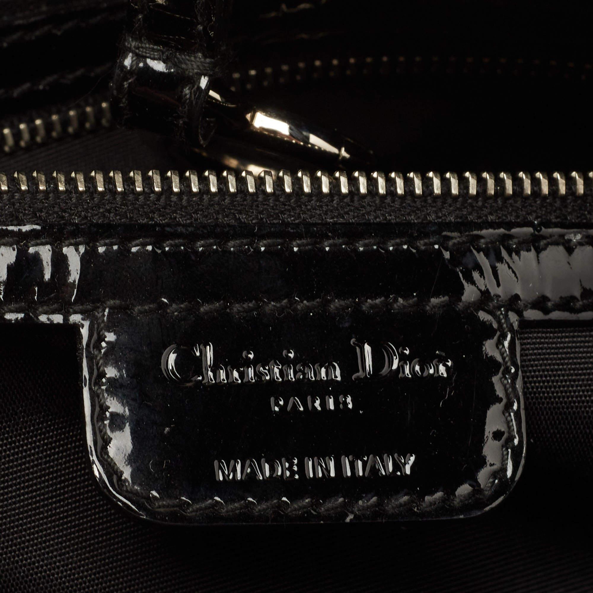Dior Black Croc Embossed Patent Leather 61 Hobo 5