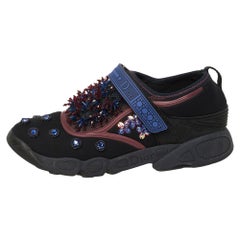 Christian Dior Schwarz Kristall und Pailletten Neopren Slip On Turnschuhe Größe 40,5