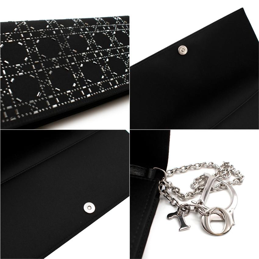 Dior Black Crystal Cannage Embellished Satin Shoulder Bag  For Sale 2