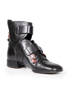 Dior Black Crystal Embellished Ankle Boots Size IT 36