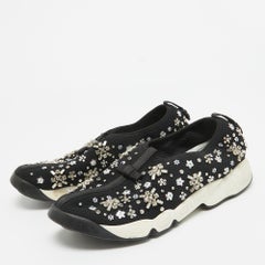 Dior Black Crystal Embellished Mesh Fusion Sneakers Size 39.5