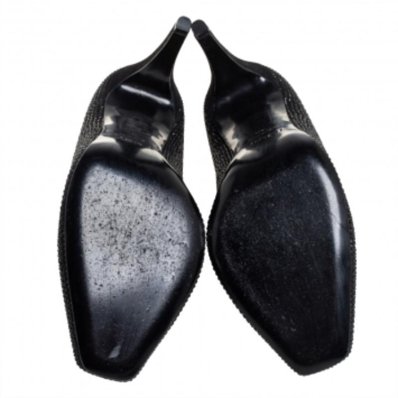 Dior Black Crystal Embellished Suede Square Toe Pumps Size 40 For Sale 3