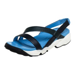 Dior Black/Dark Green Leather Slingback Flat Sandals Size 38.5