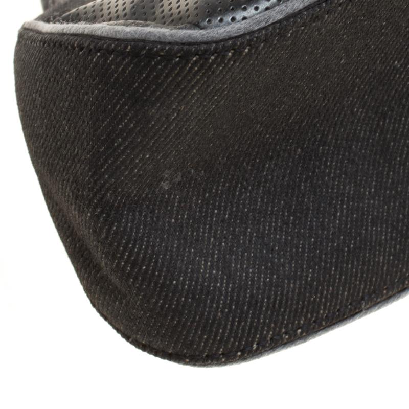 Dior Schwarze Motorrad-Rockabilly-Armband-Clutch aus Denim und Leder im Angebot 5