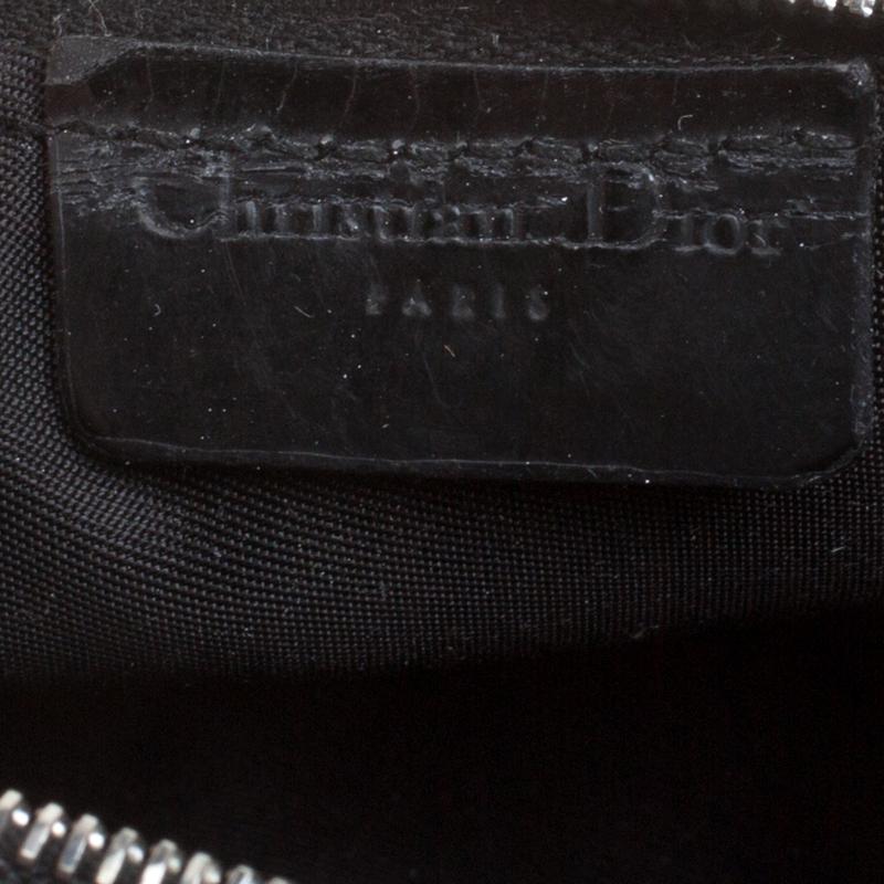 Dior Black Denim and Leather Motorcycle Rockabilly Wristlet Clutch 3