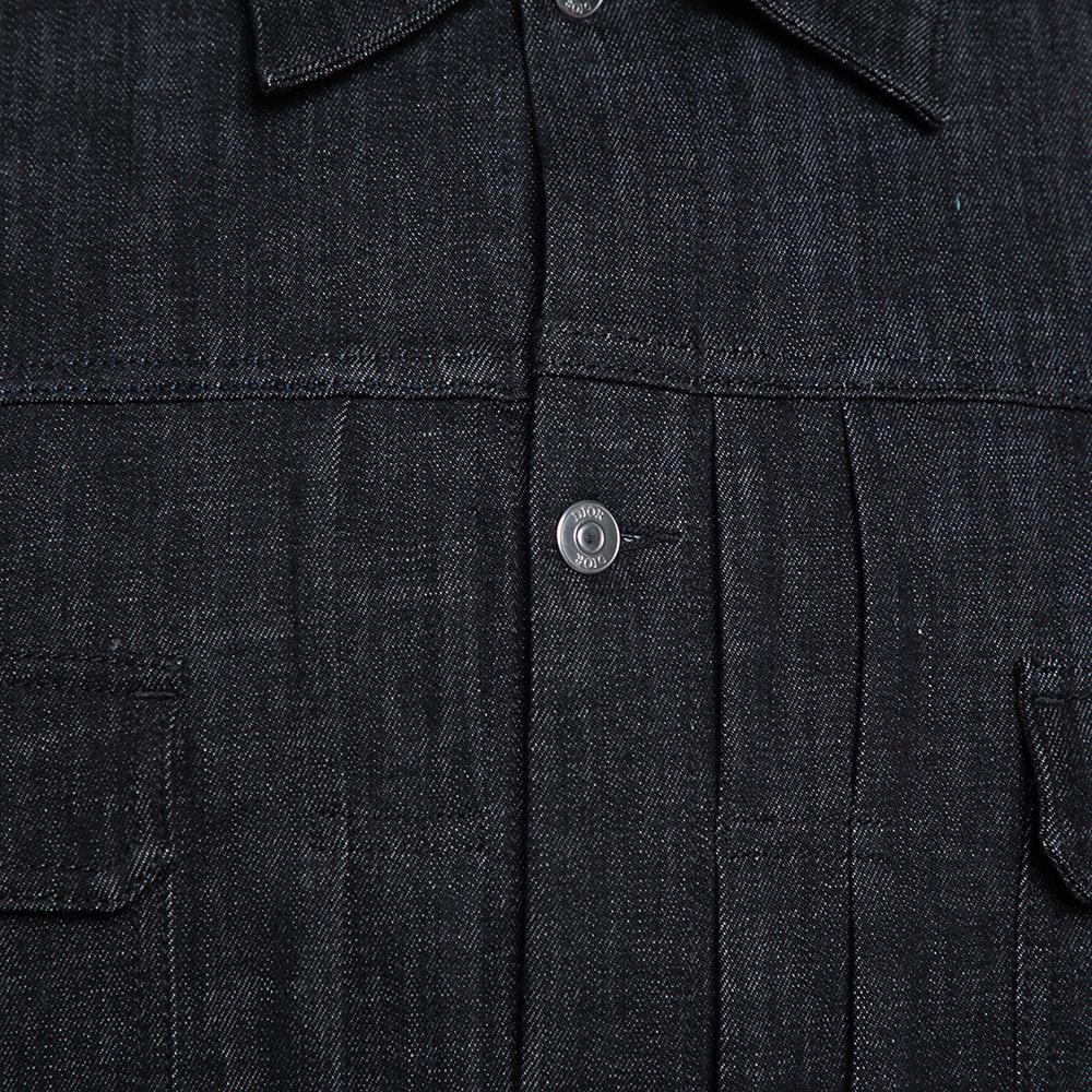 Dior Schwarz Denim Schräg gefüttert Knopfleiste Jacke XXL Herren