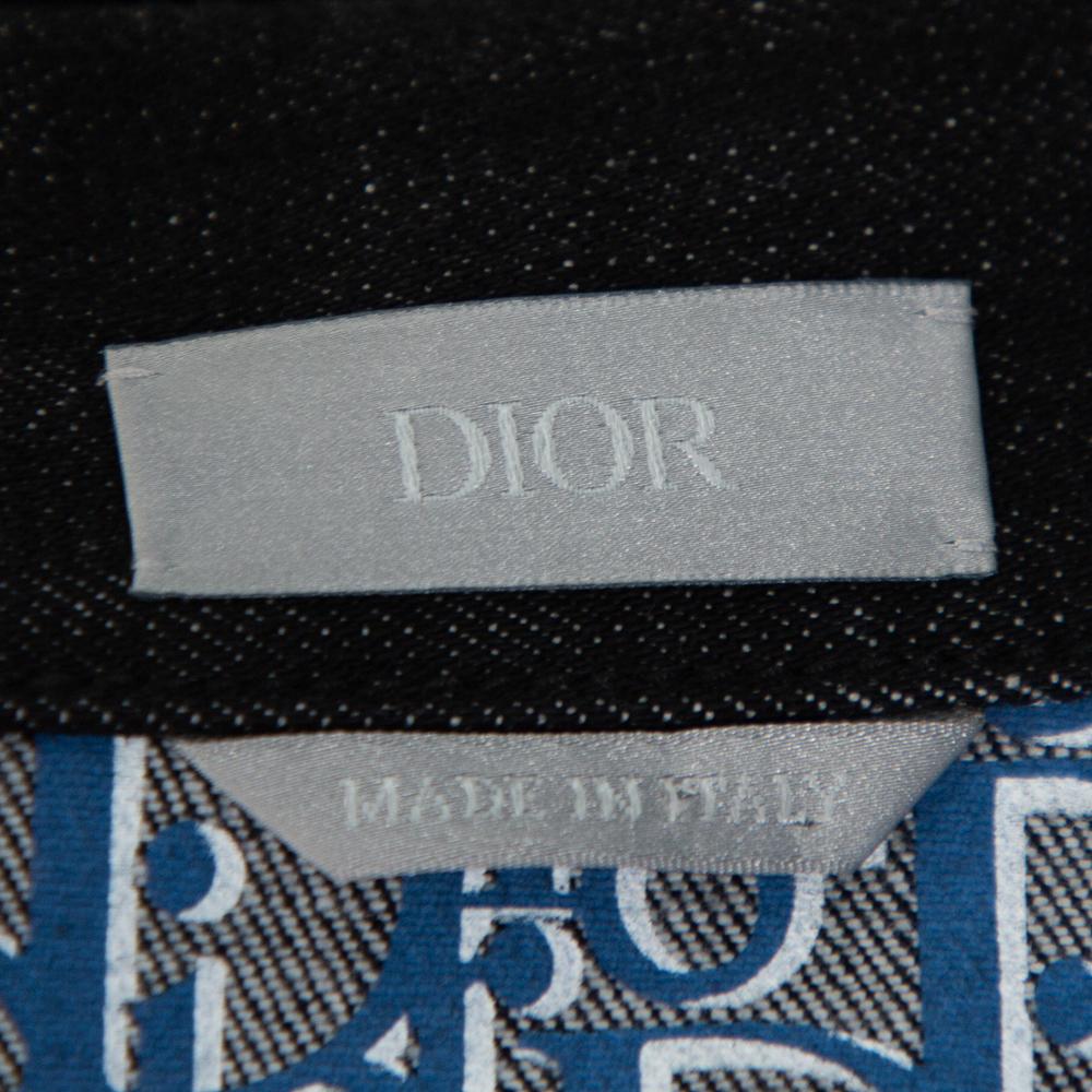 Dior Schwarz Denim Schräg gefüttert Knopfleiste Jacke XXL 1