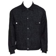 Dior Black Denim Oblique Lined Button Front Jacket XXL