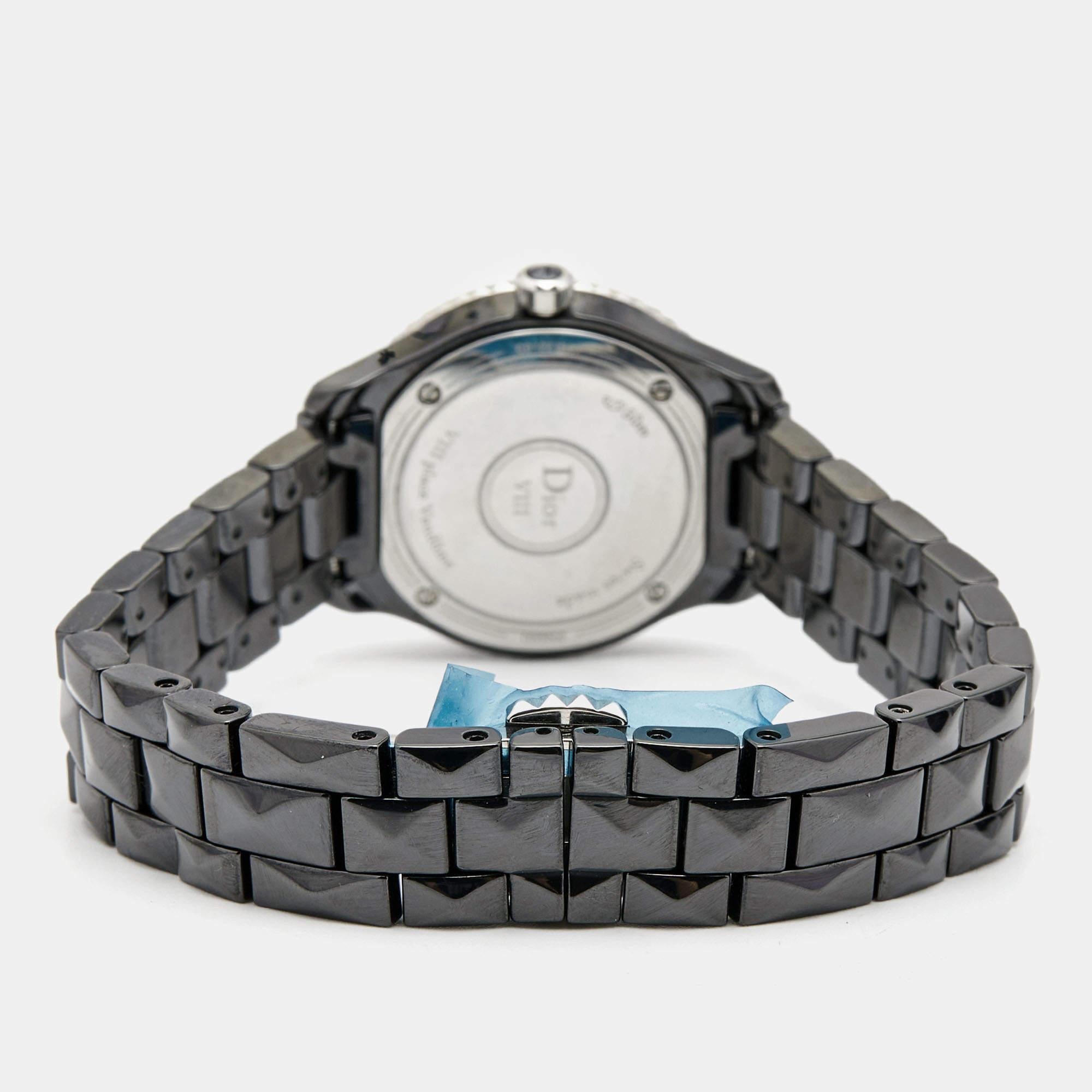 Dior Black Diamond Ceramic Stainless Steel VIII CD1221E5C001 Women's Wristwatch  3