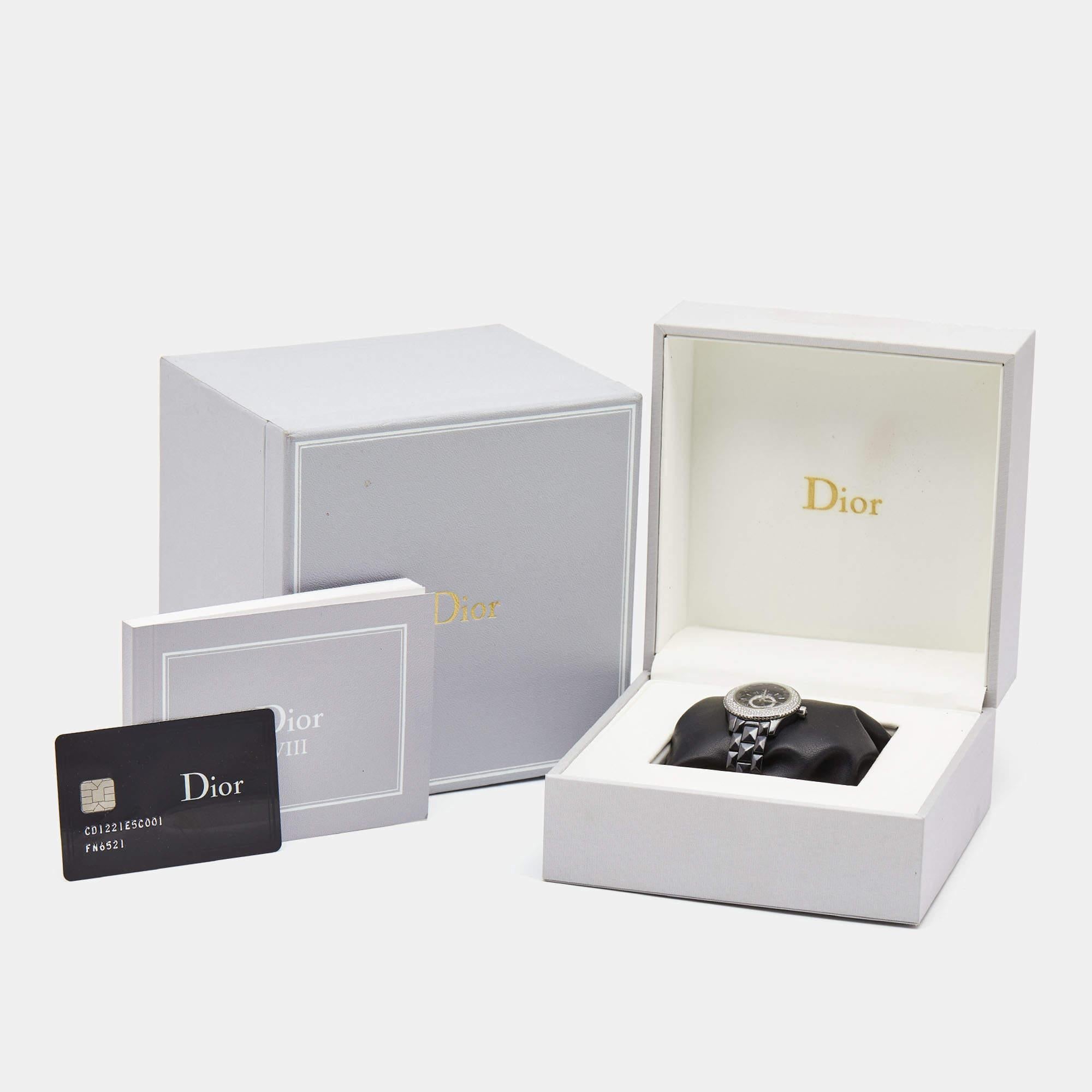 Dior Black Diamond Ceramic Stainless Steel VIII CD1221E5C001 Women's Wristwatch  4