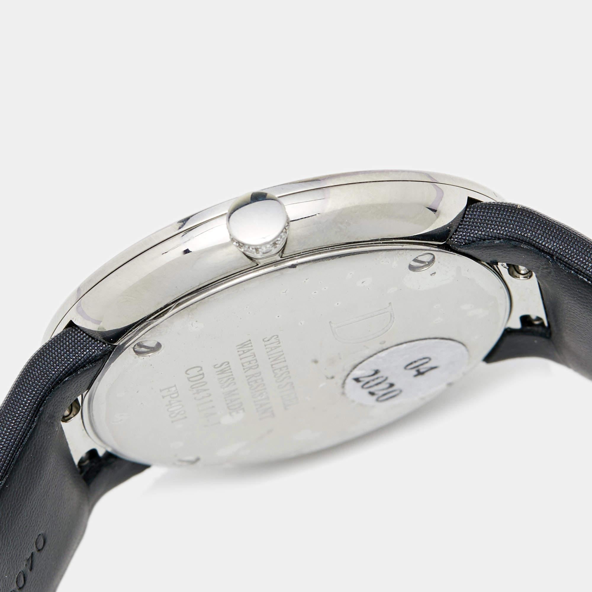 Dior Black Diamond Stainless Steel Satin La D De Dior Women's Wristwatch 38 mm 1