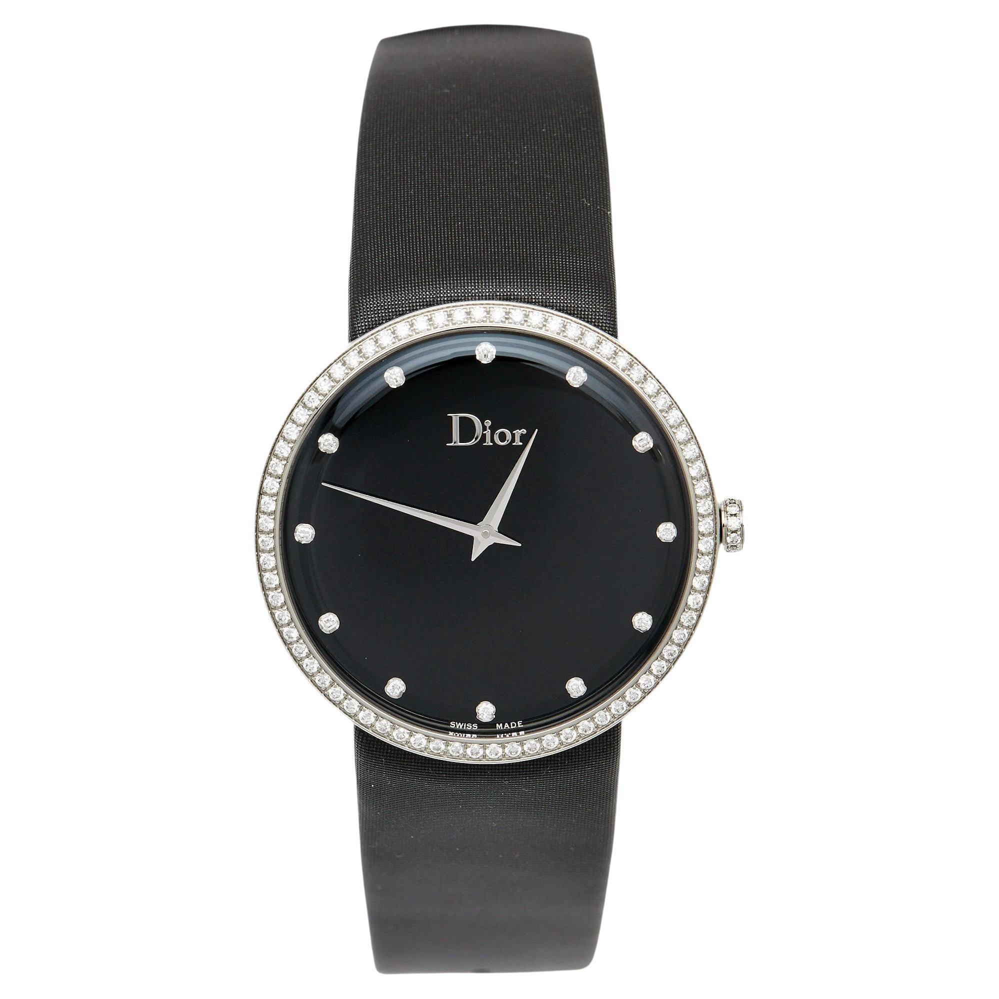 Dior Black Diamond Stainless Steel Satin La D De Dior Women's Wristwatch 38 mm