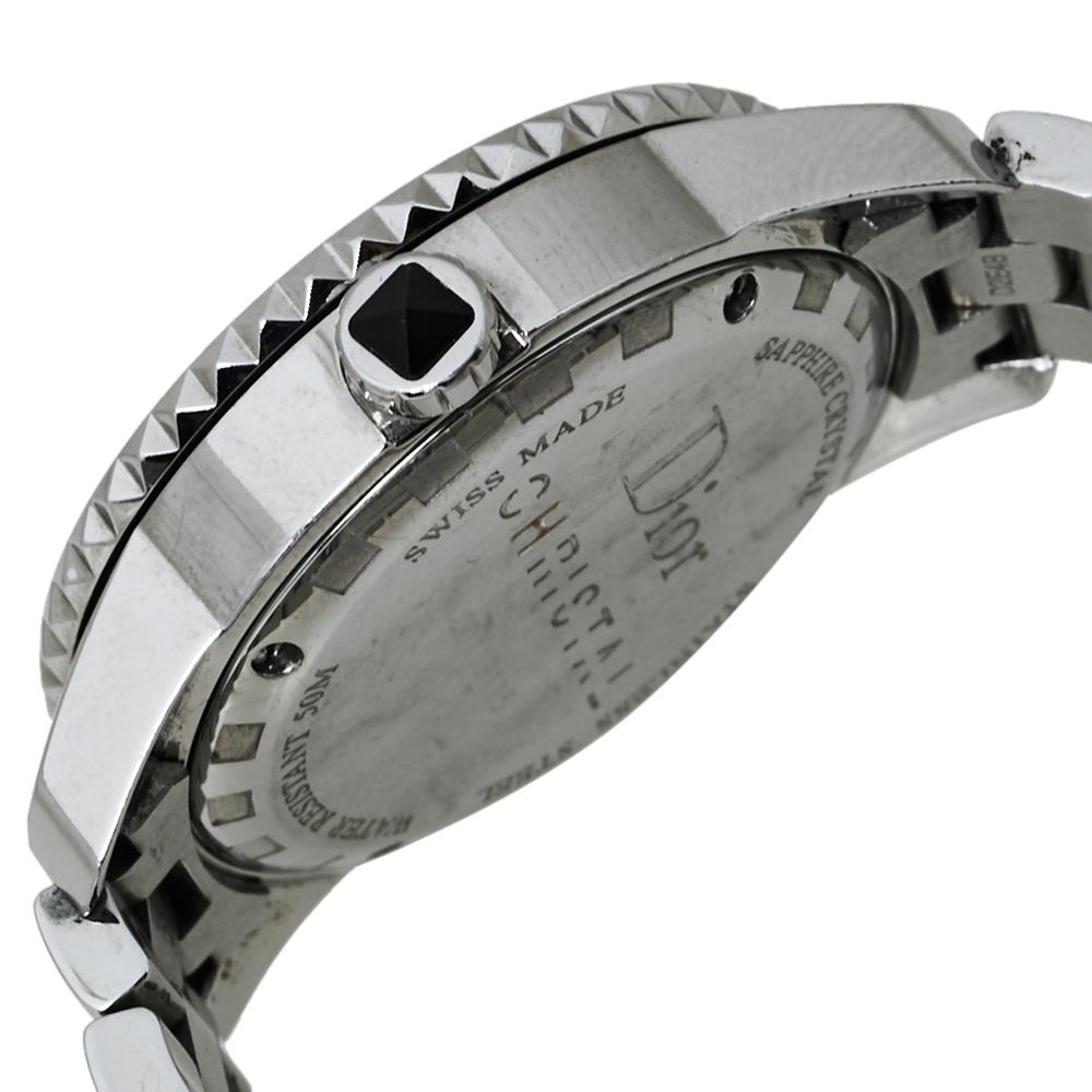 Dior Black Diamonds Stainless Steel Christal CD113115M001 Wristwatch 34 MM In Good Condition In Dubai, Al Qouz 2