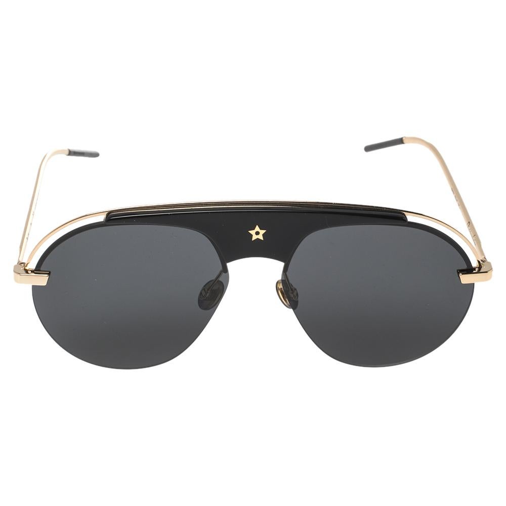 Dior never fails to create lush accessories, and these aviator sunglasses are no exception. These DiorEvolution sunglasses are a contemporary pair with an edge. They are crafted from acetate and gold-tone metal and feature black lenses fitted with a