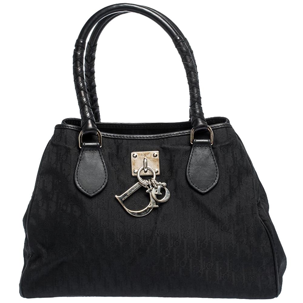 Dior Black Diorissimo Canvas and Leather Charming Satchel