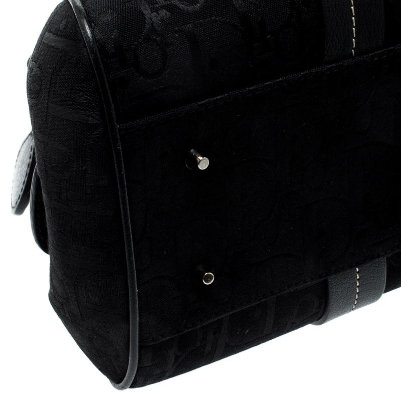 Dior Noir Diorissimo Canvas and Leather Embroidered Flowers Frame Satchel 6