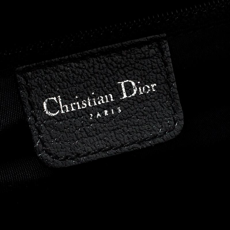 Dior Noir Diorissimo Canvas and Leather Embroidered Flowers Frame Satchel 3