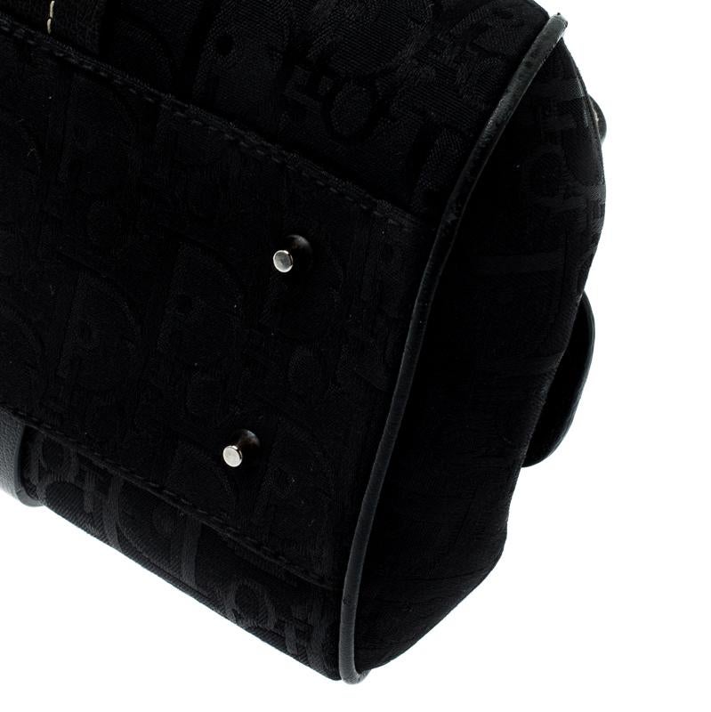 Dior Noir Diorissimo Canvas and Leather Embroidered Flowers Frame Satchel 5