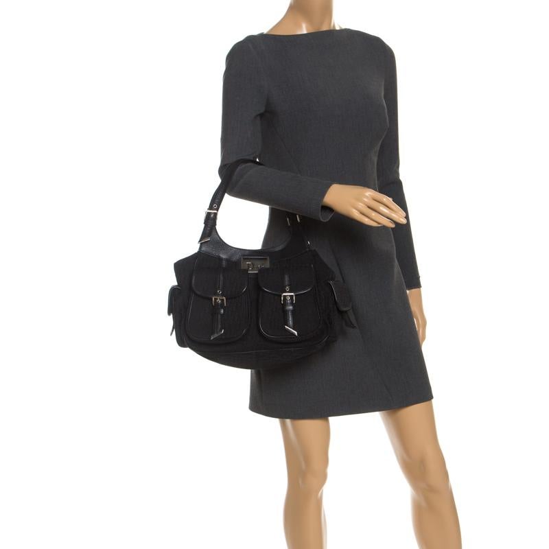 Dior Black Diorissimo Canvas Multi Pocket Shoulder Bag In Good Condition In Dubai, Al Qouz 2