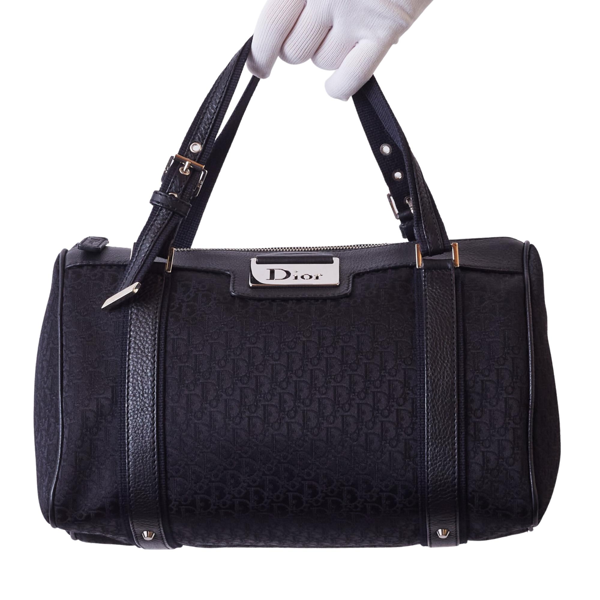 Dior Black Diorissimo Canvas Street Chic Boston 30 Handbag In Excellent Condition In Montreal, Quebec