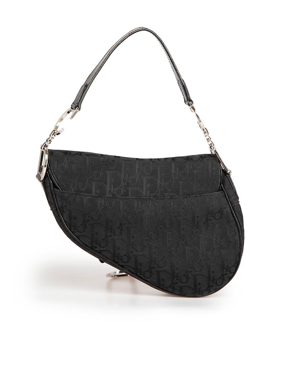 Dior Black Diorissimo Jacquard Saddle Bag In Good Condition For Sale In London, GB