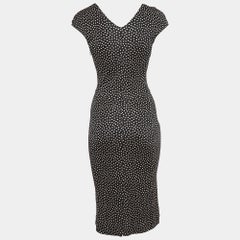 Dior Black Dotted Silk Knit Sleeveless Cowl Neck Midi Dress S