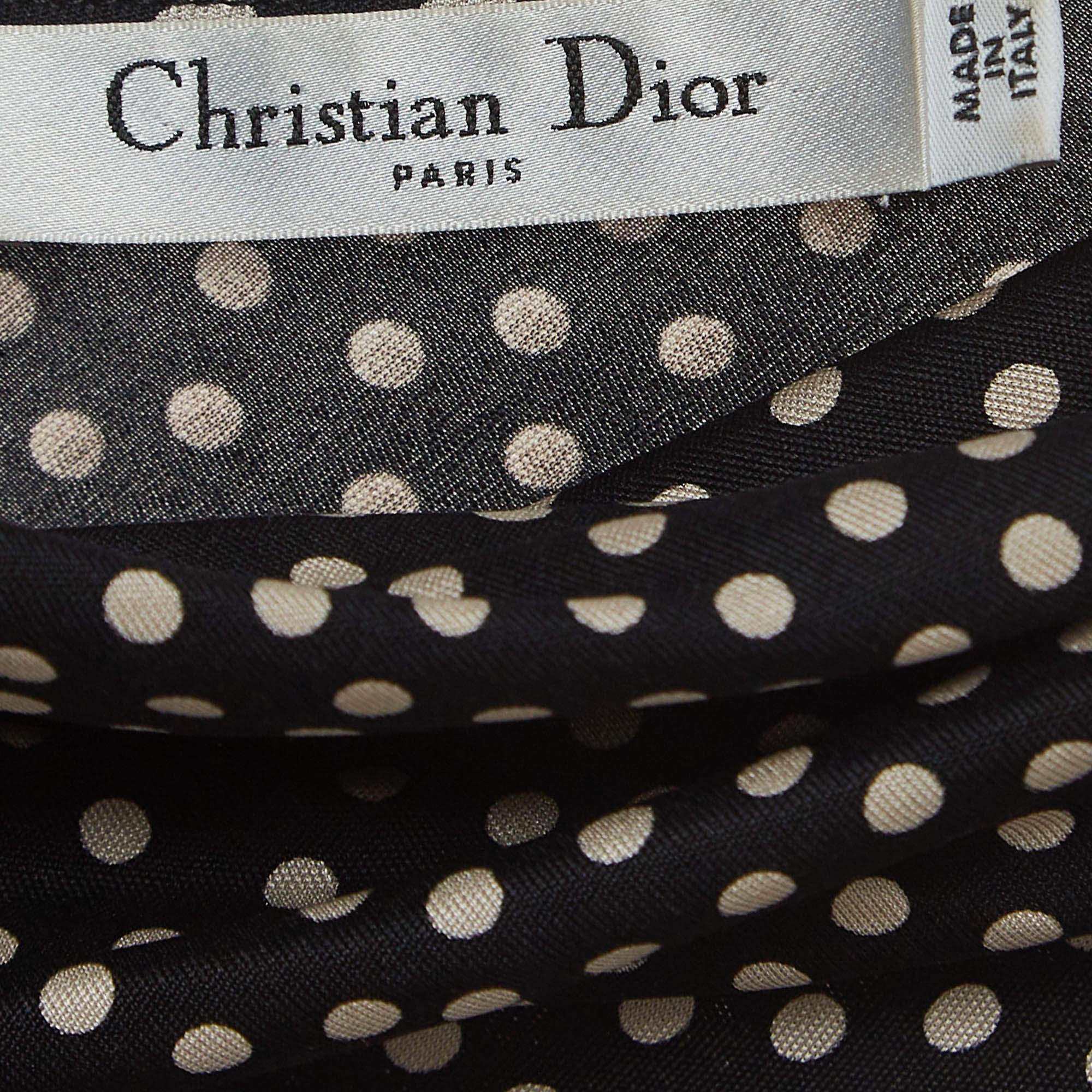 Dior Black Dotted Silk Knit Sleeveless Cowl Neck Midi Dress S In Excellent Condition In Dubai, Al Qouz 2