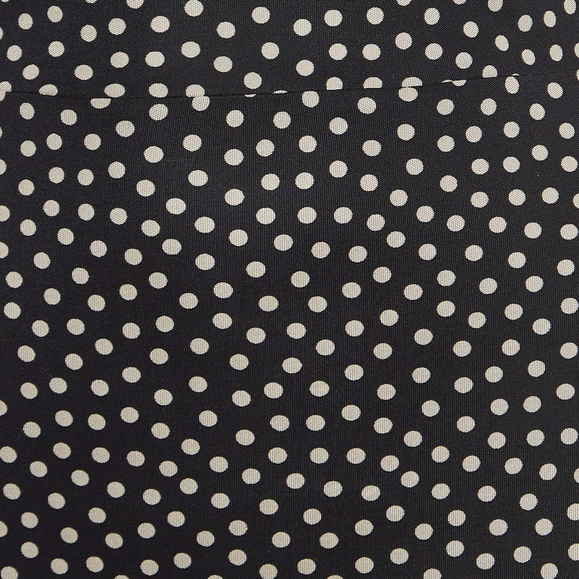 Women's Dior Black Dotted Silk Knit Sleeveless Cowl Neck Midi Dress S