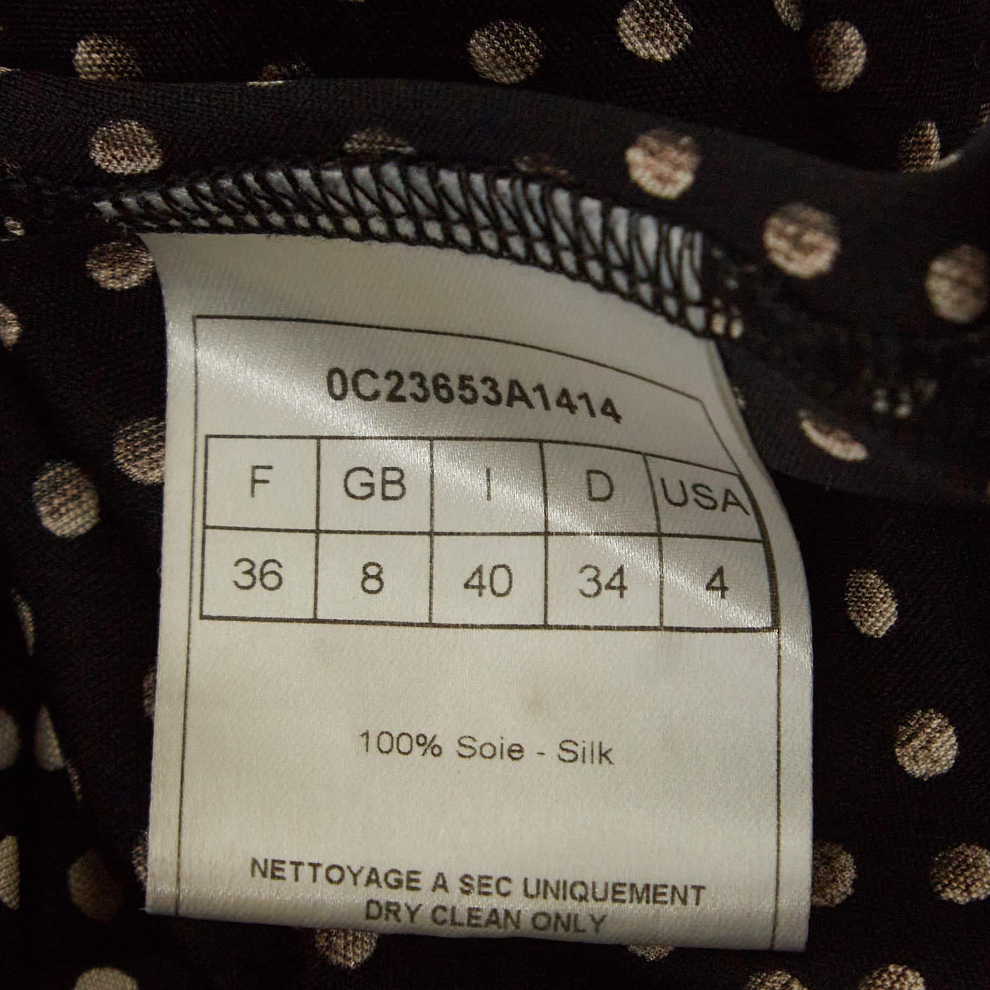 Dior Black Dotted Silk Knit Sleeveless Cowl Neck Midi Dress S 1