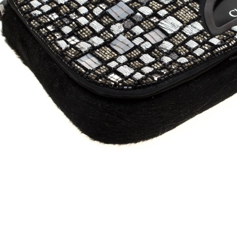 Dior Black Embellished Calfhair Maris Pearl Shoulder Bag 4