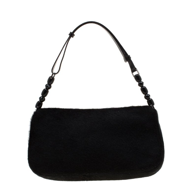 Dior Black Embellished Calfhair Maris Pearl Shoulder Bag For Sale at ...