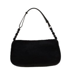 Dior Black Embellished Calfhair Maris Pearl Shoulder Bag