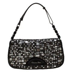 Dior Black Embellished Calfhair Maris Pearl Shoulder Bag