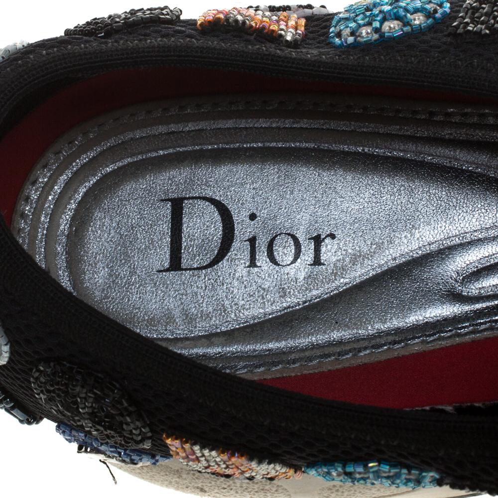 Dior Black Embellished Fabric Fusion Sneakers Size 38.5 2