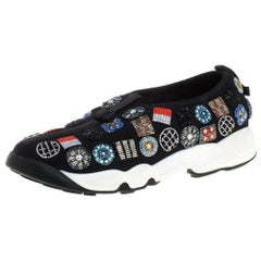 Dior Black Embellished Fabric Fusion Sneakers Size 38.5