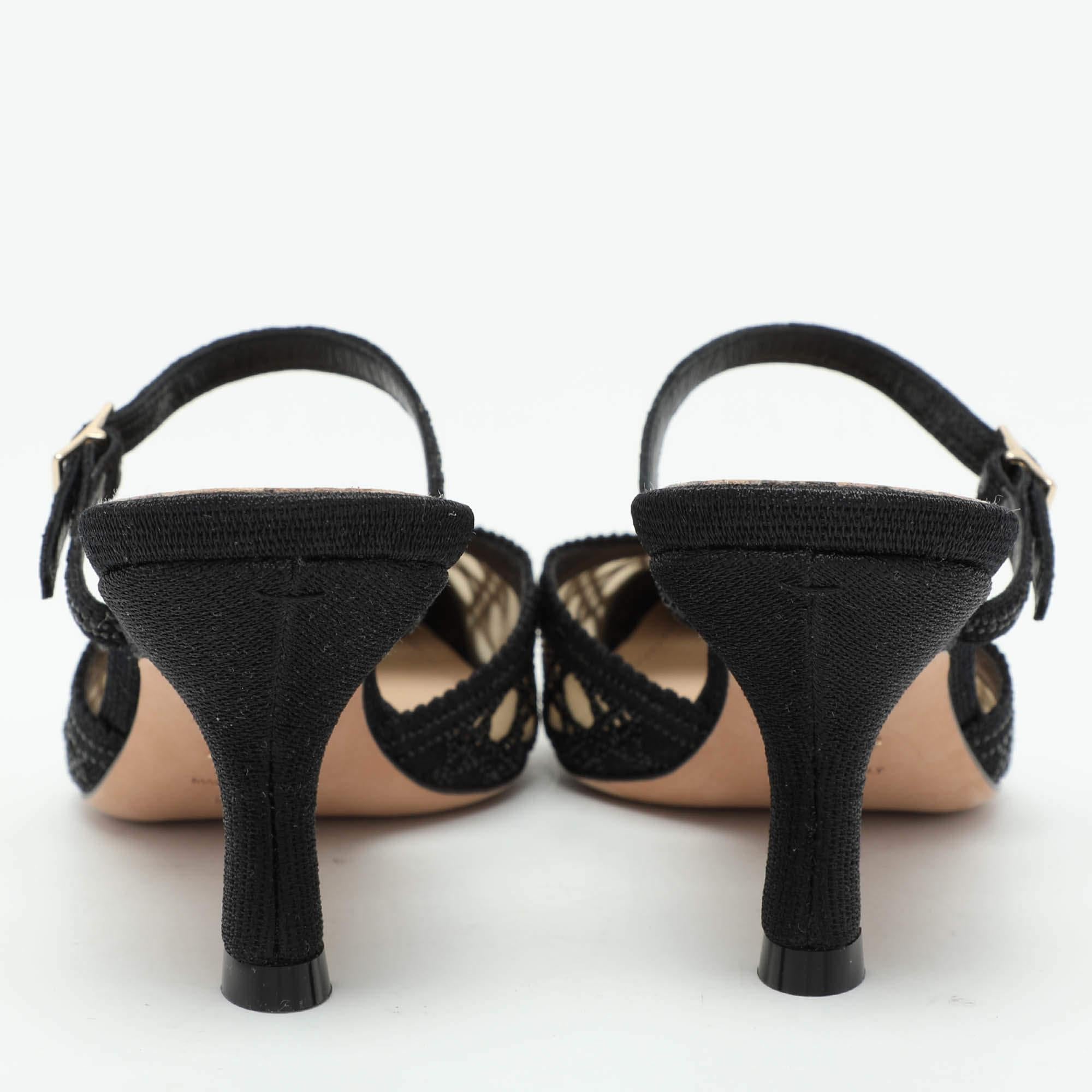 Dior Black Embellished Mesh Dior Capture Ankle Strap Mules Size 36.5 1