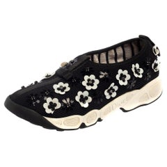 Dior Black Embellished Mesh Fabric Fusion Sneakers Size 35.5