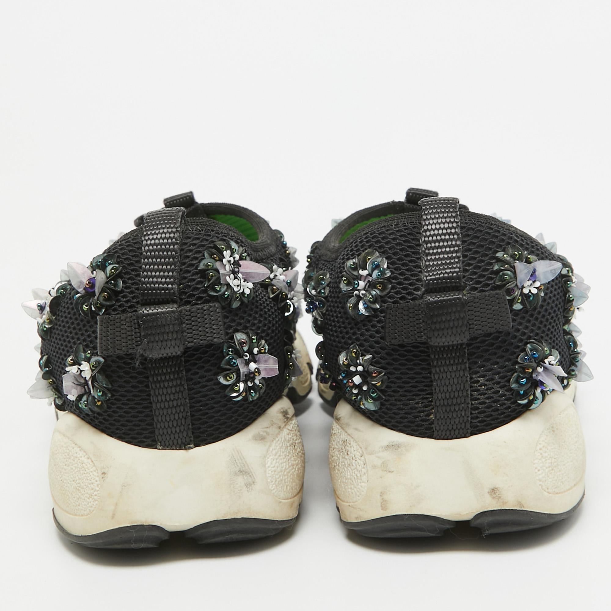 Dior Black Embellished Mesh Fusion Sneakers Size 35.5 For Sale 1