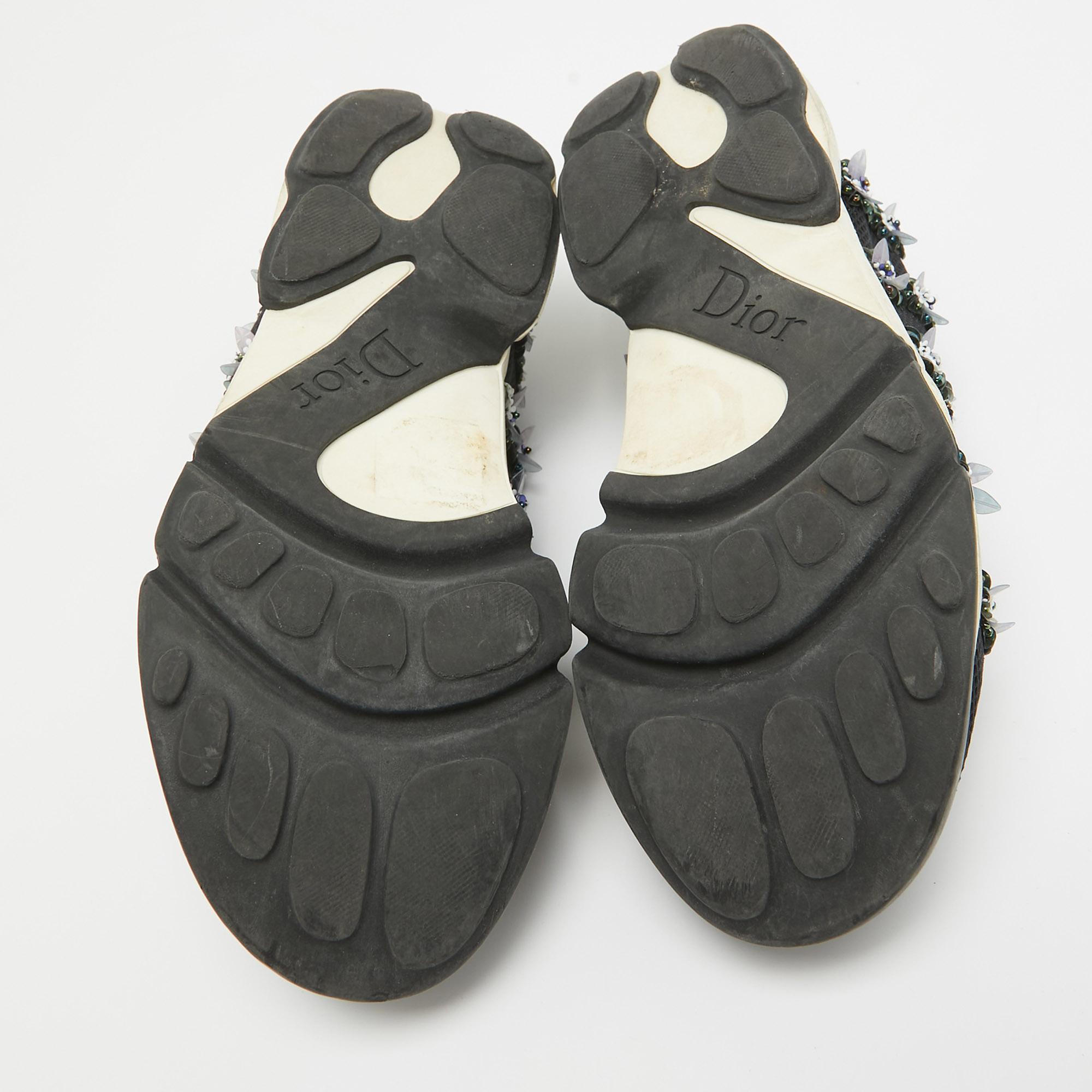 Dior Black Embellished Mesh Fusion Sneakers Size 35.5 For Sale 2