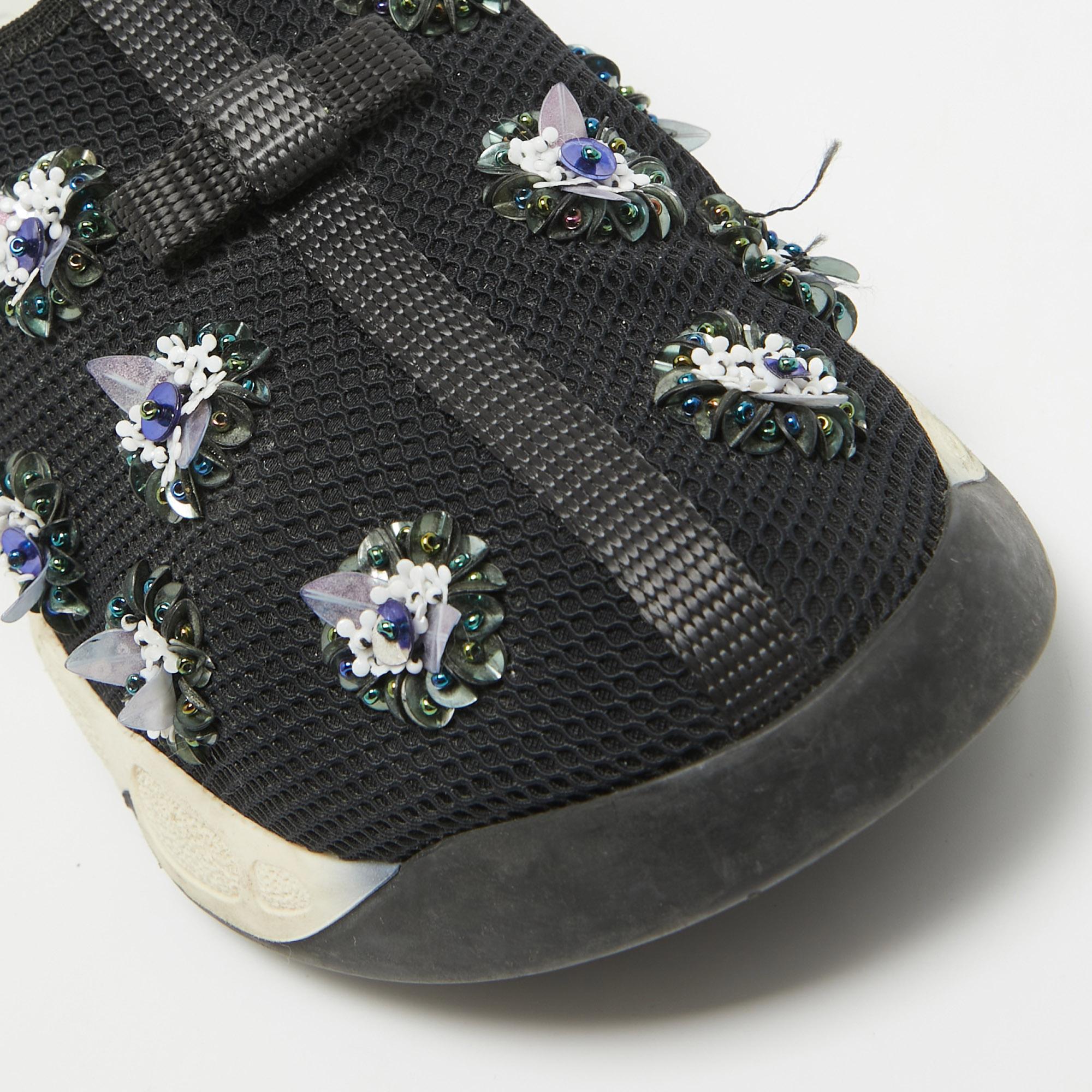 Dior Black Embellished Mesh Fusion Sneakers Size 35.5 For Sale 3