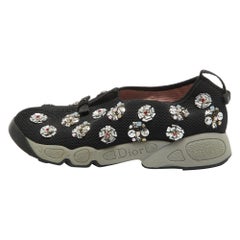 Dior Black Embellished Mesh Fusion Sneakers Size 36