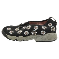 Dior Black Embellished Mesh Fusion Sneakers Size 36