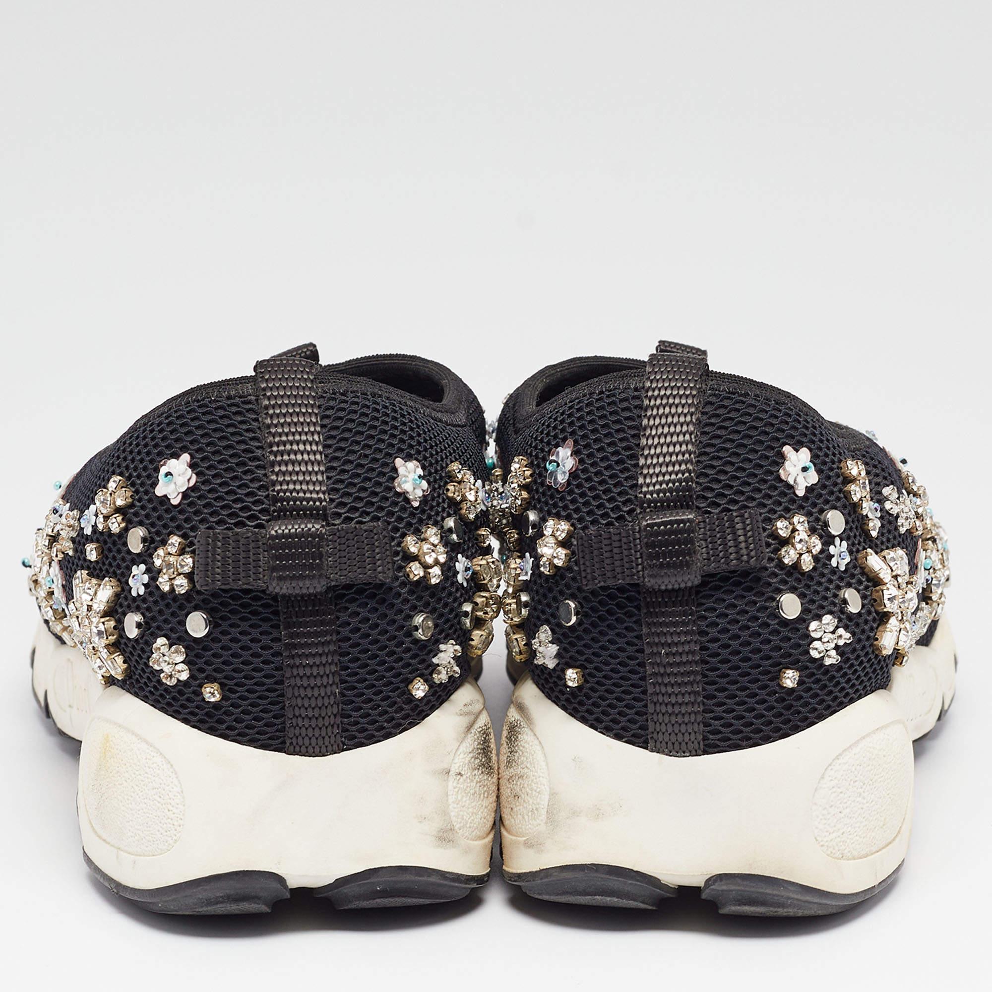 Dior Schwarze verzierte Mesh Fusion Turnschuhe aus Mesh Größe 39 1